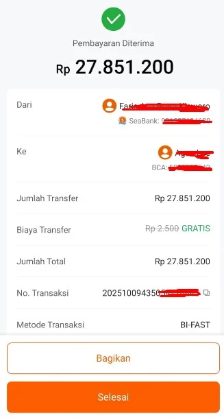 Bukti Transaksi 27 Juta